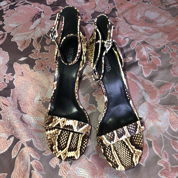 Michael Kors Margot Platform Snake Leather Heels - Picture 6 of 8